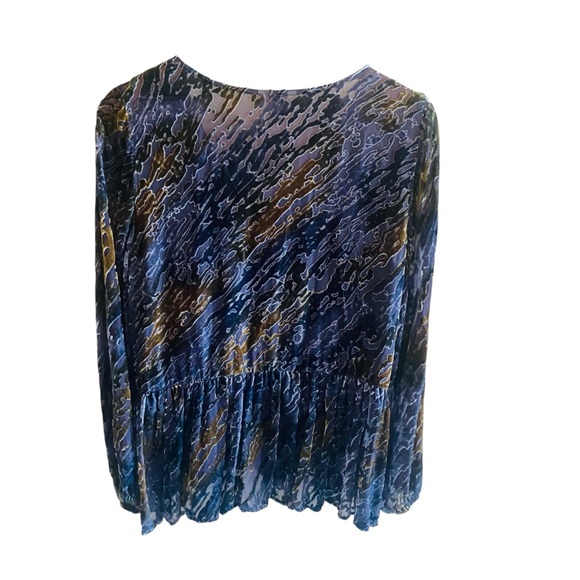 Sundance Velvet Riches Blouse Size small Blue Green Burnout Peplum Feminine - Picture 3 of 6